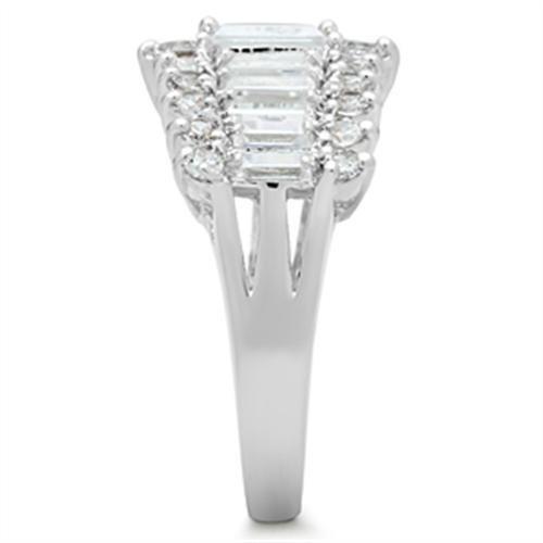 SS021 - Silver 925 Sterling Silver Ring with AAA Grade CZ  in Clear