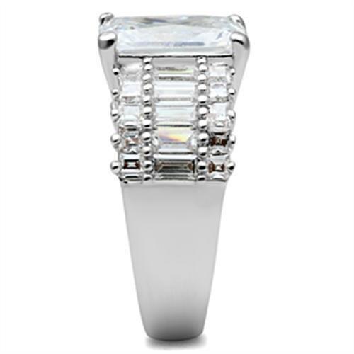 SS023 - Silver 925 Sterling Silver Ring with AAA Grade CZ  in Clear