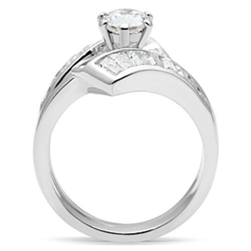 SS025 - Silver 925 Sterling Silver Ring with AAA Grade CZ  in Clear