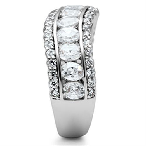 SS029 - Silver 925 Sterling Silver Ring with AAA Grade CZ  in Clear