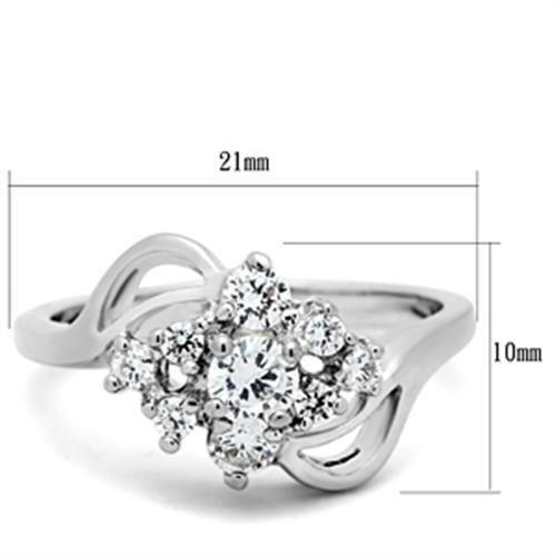 SS032 - Silver 925 Sterling Silver Ring with AAA Grade CZ  in Clear
