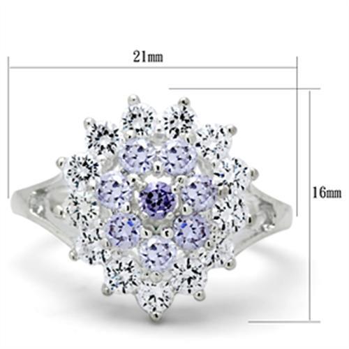 SS037 - Silver 925 Sterling Silver Ring with AAA Grade CZ  in Multi Color