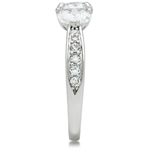 SS059 - Silver 925 Sterling Silver Ring with AAA Grade CZ  in Clear