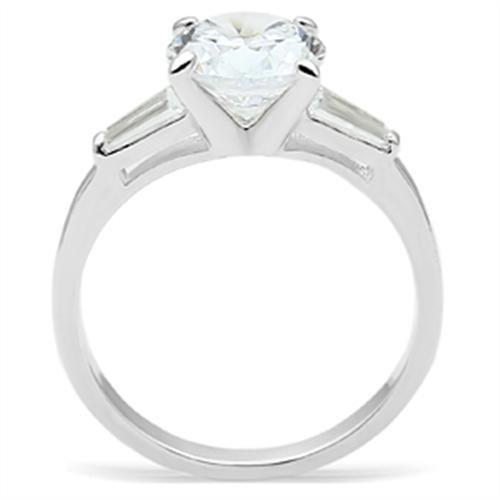 SS061 - Silver 925 Sterling Silver Ring with AAA Grade CZ  in Clear
