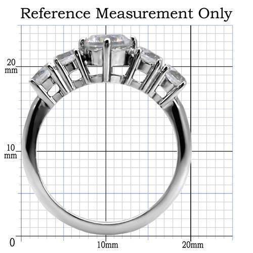 TK003 - High polished (no plating) Stainless Steel Ring with AAA Grade CZ  in Clear