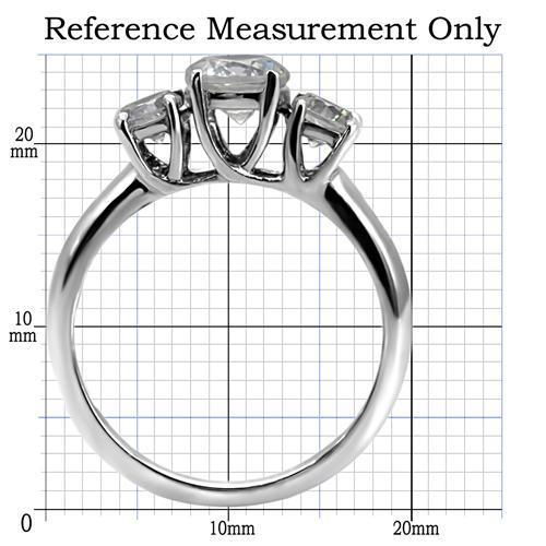 TK004 - High polished (no plating) Stainless Steel Ring with AAA Grade CZ  in Clear