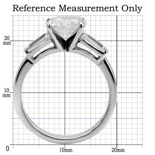 TK005 - High polished (no plating) Stainless Steel Ring with AAA Grade CZ  in Clear