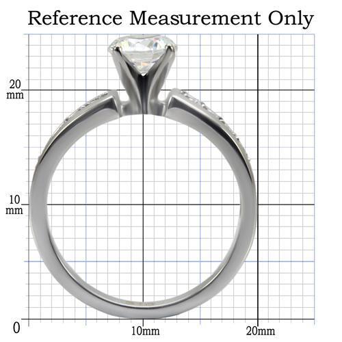 TK068 - High polished (no plating) Stainless Steel Ring with AAA Grade CZ  in Clear