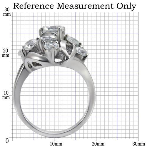TK074 - High polished (no plating) Stainless Steel Ring with AAA Grade CZ  in Clear