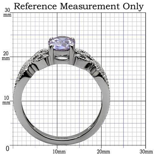 TK079 - High polished (no plating) Stainless Steel Ring with AAA Grade CZ  in Light Amethyst
