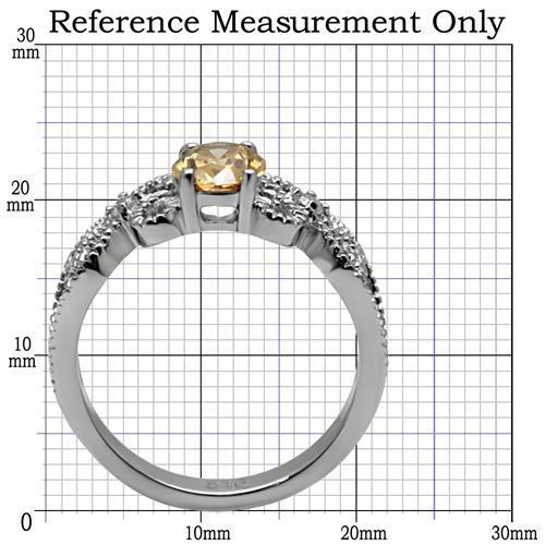 TK080 - High polished (no plating) Stainless Steel Ring with AAA Grade CZ  in Champagne