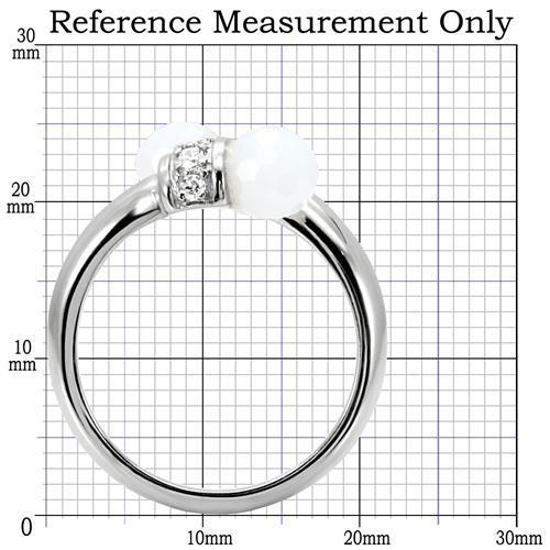 TK101 - High polished (no plating) Stainless Steel Ring with Milky CZ  in White