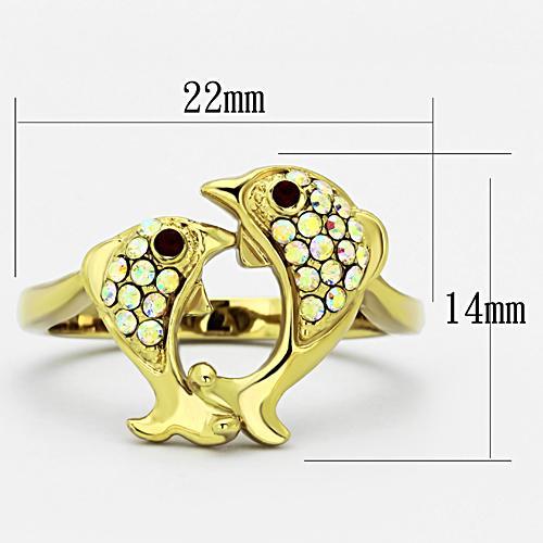 TK1023 - IP Gold(Ion Plating) Stainless Steel Ring with Top Grade Crystal  in Multi Color