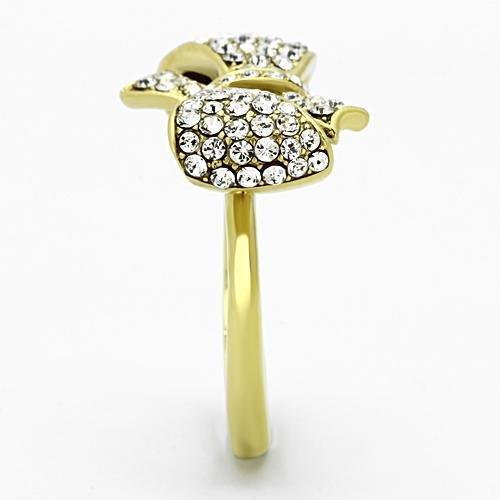 TK1032 - IP Gold(Ion Plating) Stainless Steel Ring with Top Grade Crystal  in Clear