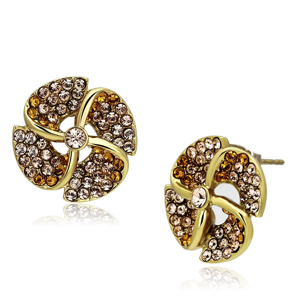 TK1040 - IP Gold(Ion Plating) Stainless Steel Earrings with Top Grade Crystal  in Multi Color