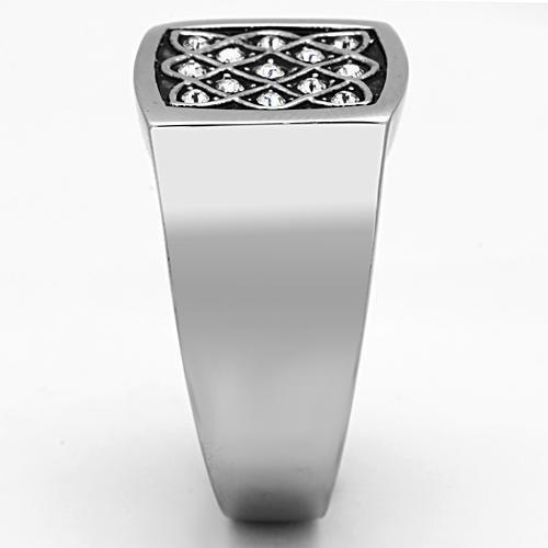 TK1060 - High polished (no plating) Stainless Steel Ring with Top Grade Crystal  in Clear