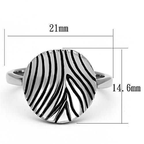 TK1078 - High polished (no plating) Stainless Steel Ring with Epoxy  in Jet