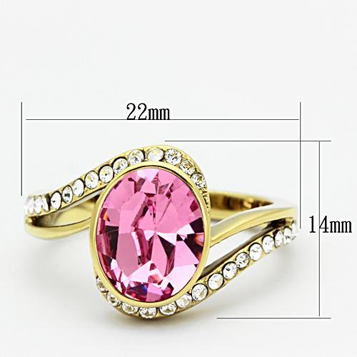 TK1097 - IP Gold(Ion Plating) Stainless Steel Ring with Top Grade Crystal  in Rose