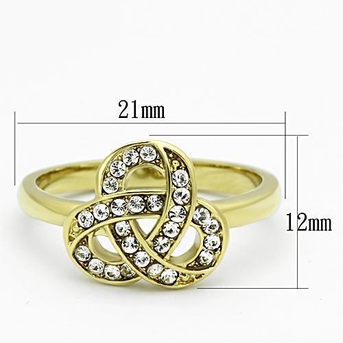 TK1111 - IP Gold(Ion Plating) Stainless Steel Ring with Top Grade Crystal  in Clear