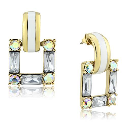 TK1465 - IP Gold(Ion Plating) Stainless Steel Earrings with Top Grade Crystal  in Clear