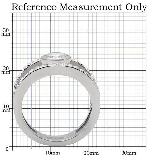 TK171 - High polished (no plating) Stainless Steel Ring with AAA Grade CZ  in Clear