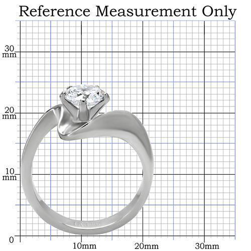 TK172 - High polished (no plating) Stainless Steel Ring with AAA Grade CZ  in Clear