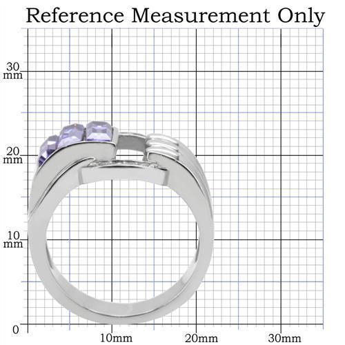 TK181 - High polished (no plating) Stainless Steel Ring with Top Grade Crystal  in Tanzanite