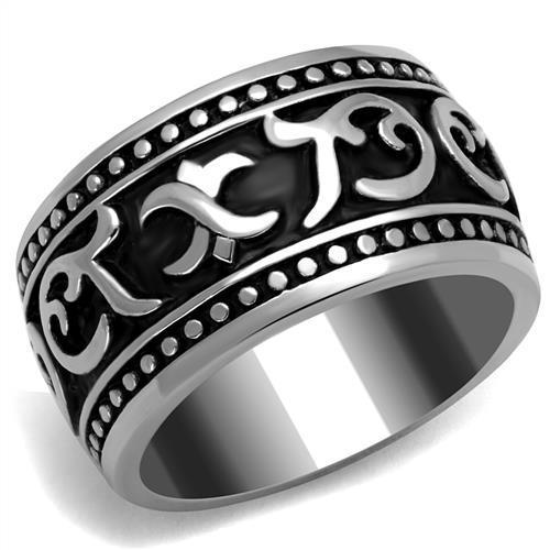 TK2233 - High polished (no plating) Stainless Steel Ring with Epoxy  in Jet