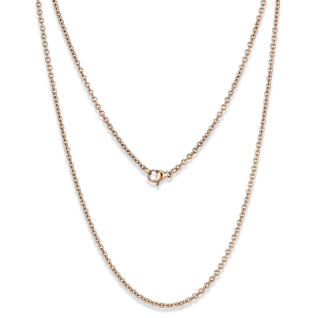 TK2428R - IP Rose Gold(Ion Plating) Stainless Steel Chain with No Stone