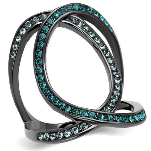 TK2557 - IP Light Black  (IP Gun) Stainless Steel Ring with Top Grade Crystal  in Multi Color