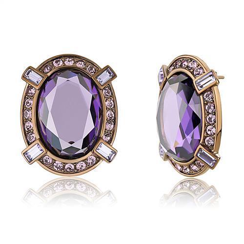 TK2571 - IP Coffee light Stainless Steel Earrings with AAA Grade CZ  in Amethyst