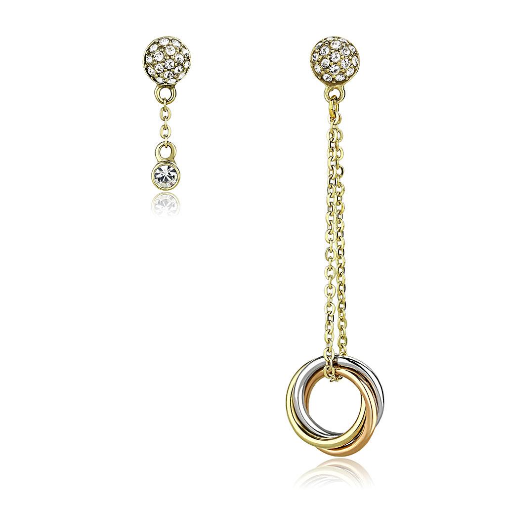 TK2579 - IP Gold & IP Rose Gold (Ion Plating) Stainless Steel Earrings with Top Grade Crystal  in Clear