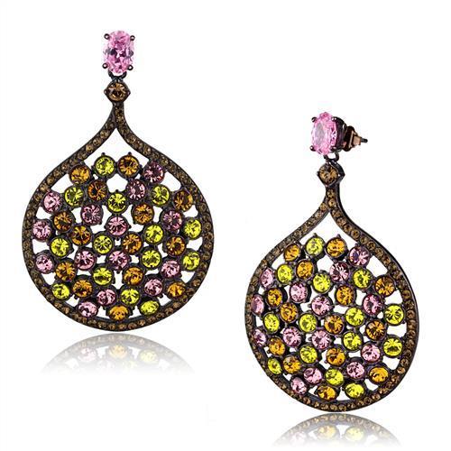 TK2630 - IP Coffee light Stainless Steel Earrings with AAA Grade CZ  in Rose