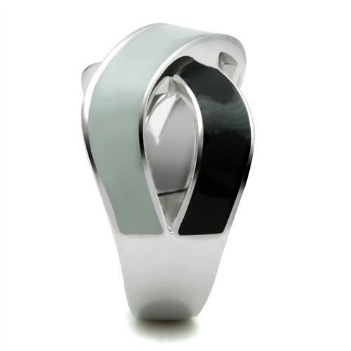 TK265 - Rhodium Stainless Steel Ring with Epoxy  in No Stone