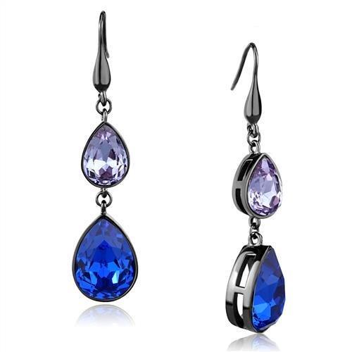 TK2706 - IP Light Black  (IP Gun) Stainless Steel Earrings with Top Grade Crystal  in Multi Color