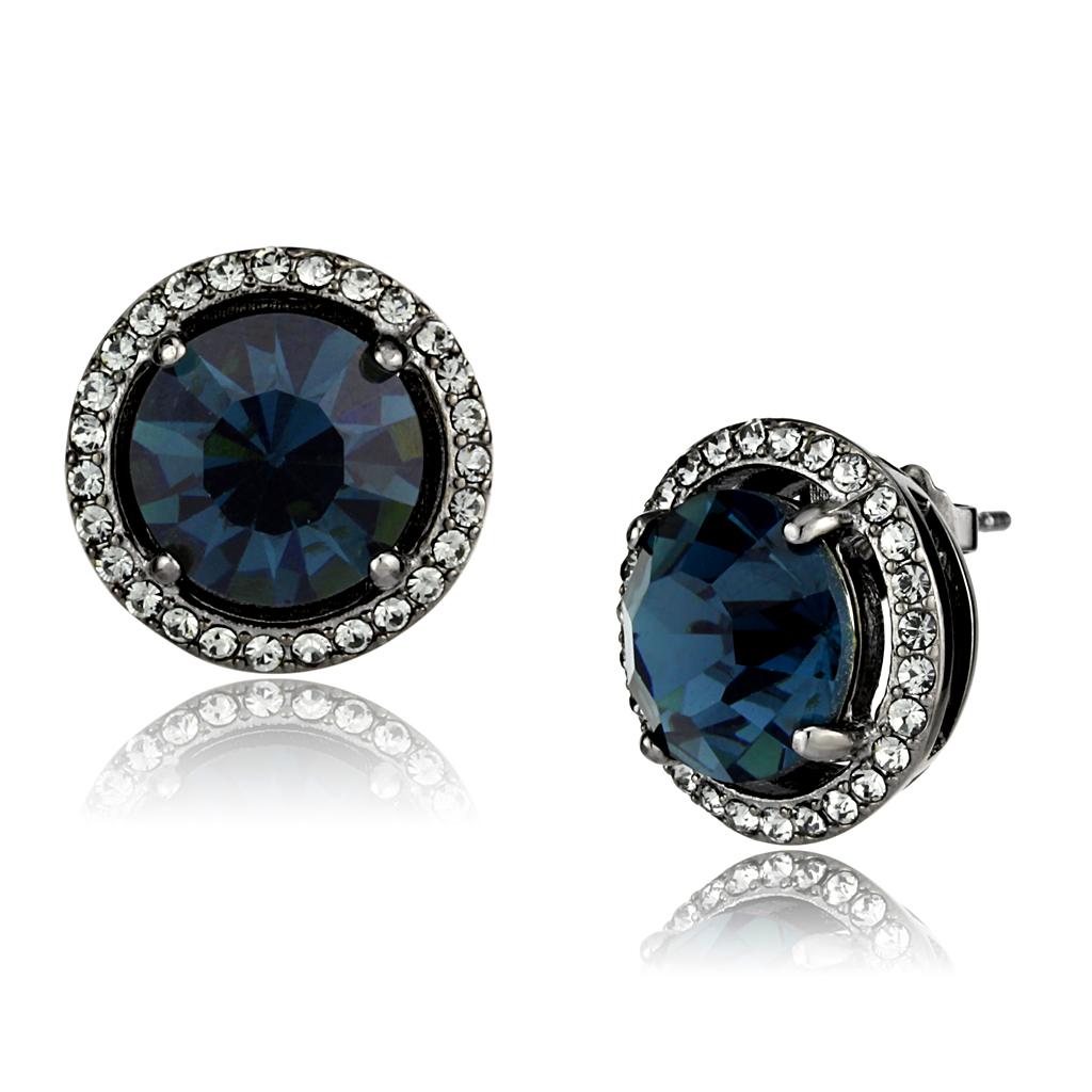 TK2820 - IP Light Black  (IP Gun) Stainless Steel Earrings with Top Grade Crystal  in Montana