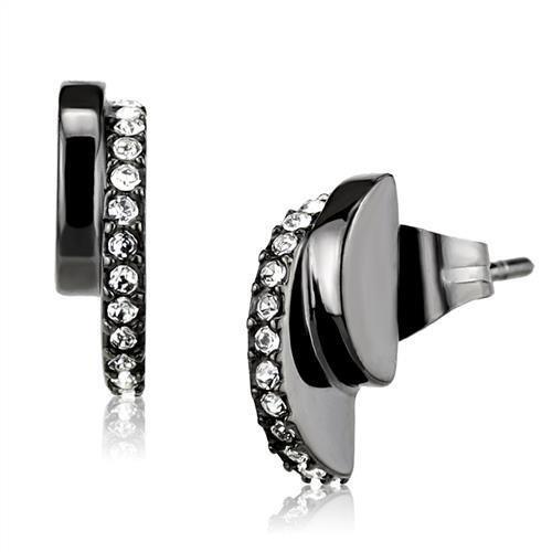 TK2855 - IP Light Black  (IP Gun) Stainless Steel Earrings with Top Grade Crystal  in Clear