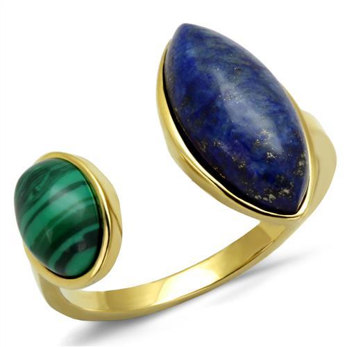 TK2906 - IP Gold(Ion Plating) Stainless Steel Ring with Precious Stone Lapis in Montana