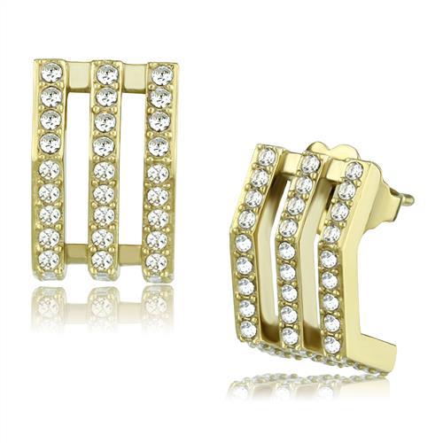 TK2950 - IP Gold(Ion Plating) Stainless Steel Earrings with Top Grade Crystal  in Clear