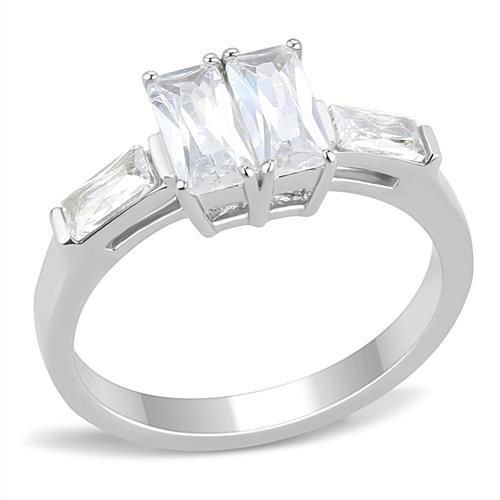 TK3244 - High polished (no plating) Stainless Steel Ring with AAA Grade CZ  in Clear