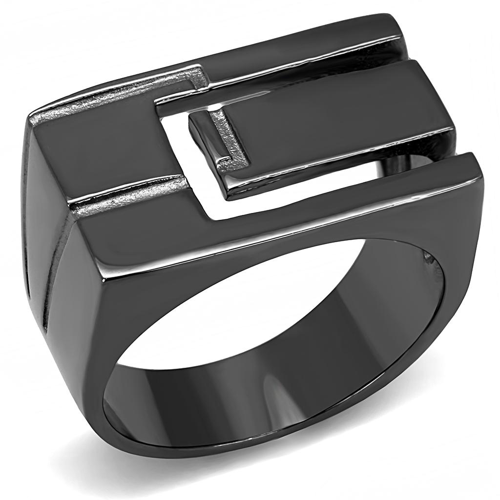 TK3272 - IP Light Black  (IP Gun) Stainless Steel Ring with No Stone