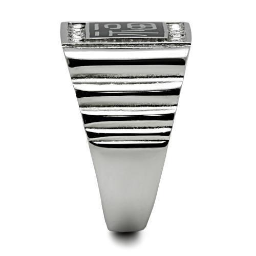 TK329 - High polished (no plating) Stainless Steel Ring with Top Grade Crystal  in Clear