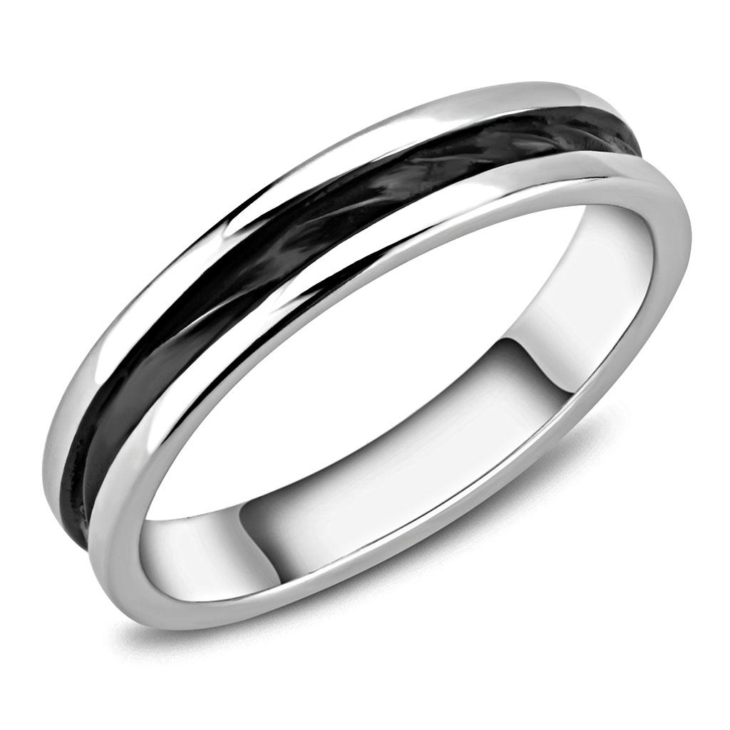 TK3502 - Two-Tone IP Black (Ion Plating) Stainless Steel Ring with No Stone