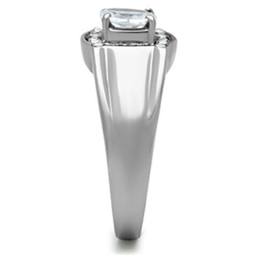 TK353 - High polished (no plating) Stainless Steel Ring with AAA Grade CZ  in Clear