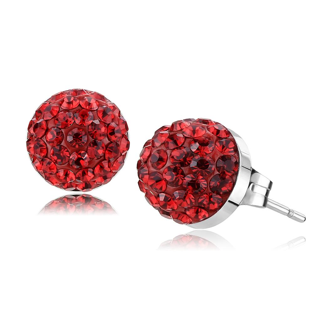 TK3547 - High polished (no plating) Stainless Steel Earrings with Top Grade Crystal  in Siam