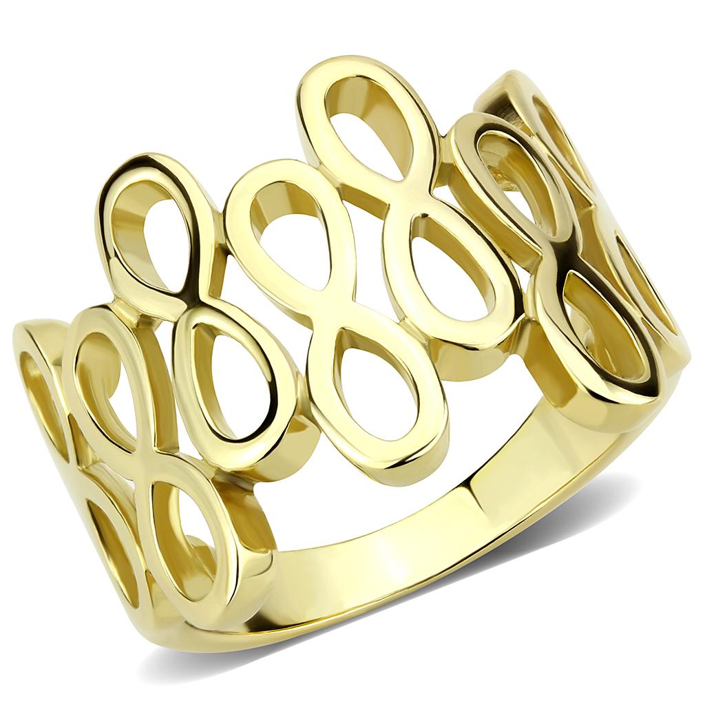 TK3569 - IP Gold(Ion Plating) Stainless Steel Ring with No Stone