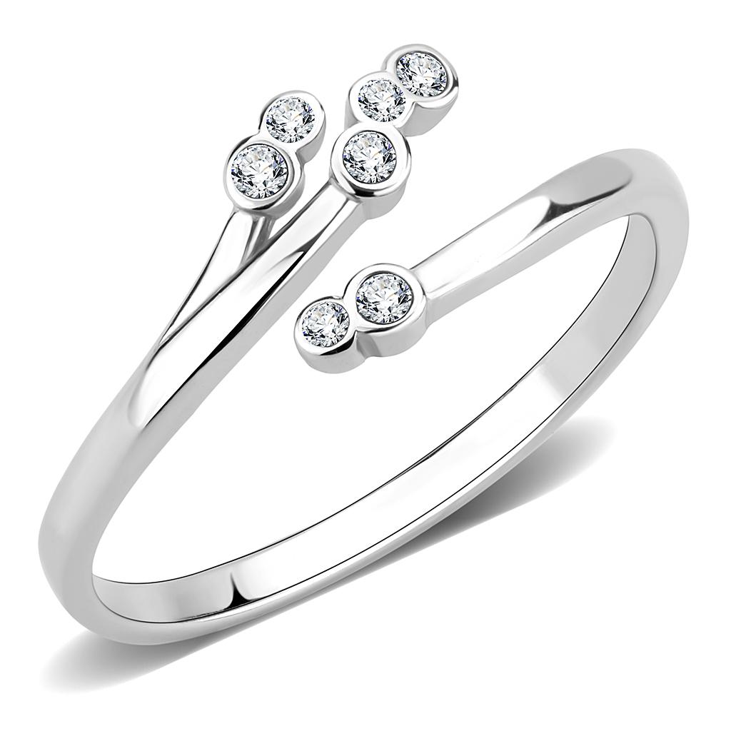 TK3570 - No Plating Stainless Steel Ring with AAA Grade CZ  in Clear