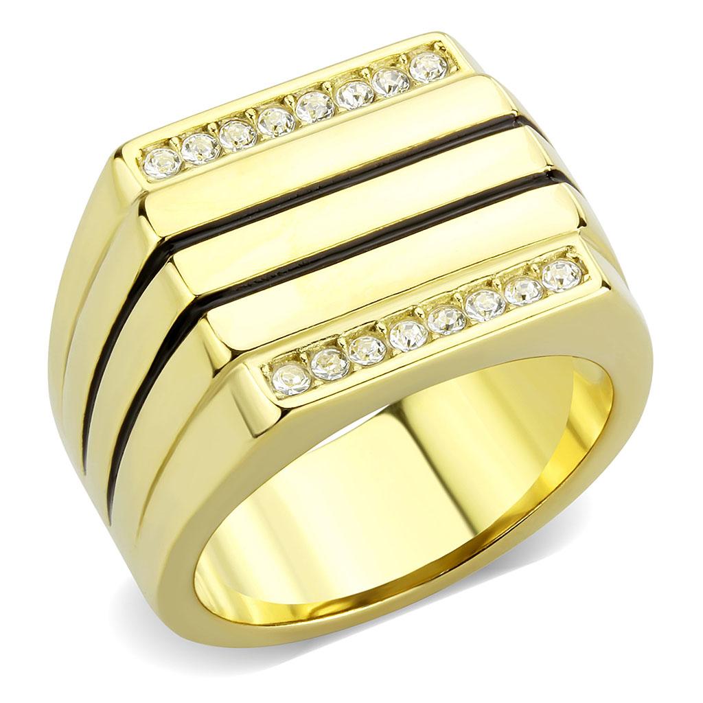 TK3618 - IP Gold(Ion Plating) Stainless Steel Ring with Top Grade Crystal  in Clear