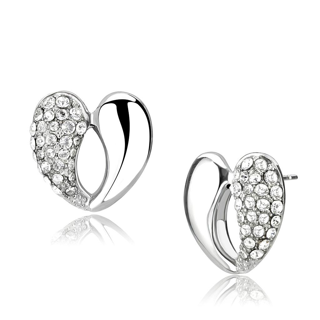 TK3653 - High polished (no plating) Stainless Steel Earrings with Top Grade Crystal  in Clear