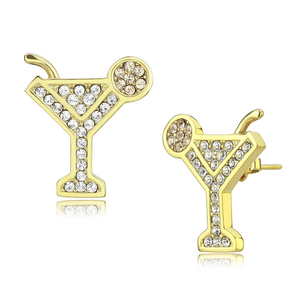 TK3660 - IP Gold(Ion Plating) Stainless Steel Earrings with Top Grade Crystal  in Silk